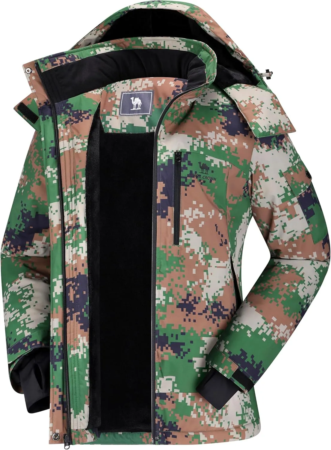CAMELSPORTS Women's Waterproof Snow Ski Jakcet Fleece Warm Winter Coat Hooded Windproof Insulated Snowboarding Jacket