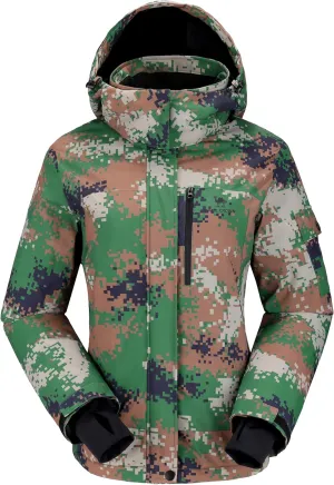 CAMELSPORTS Women's Waterproof Snow Ski Jakcet Fleece Warm Winter Coat Hooded Windproof Insulated Snowboarding Jacket