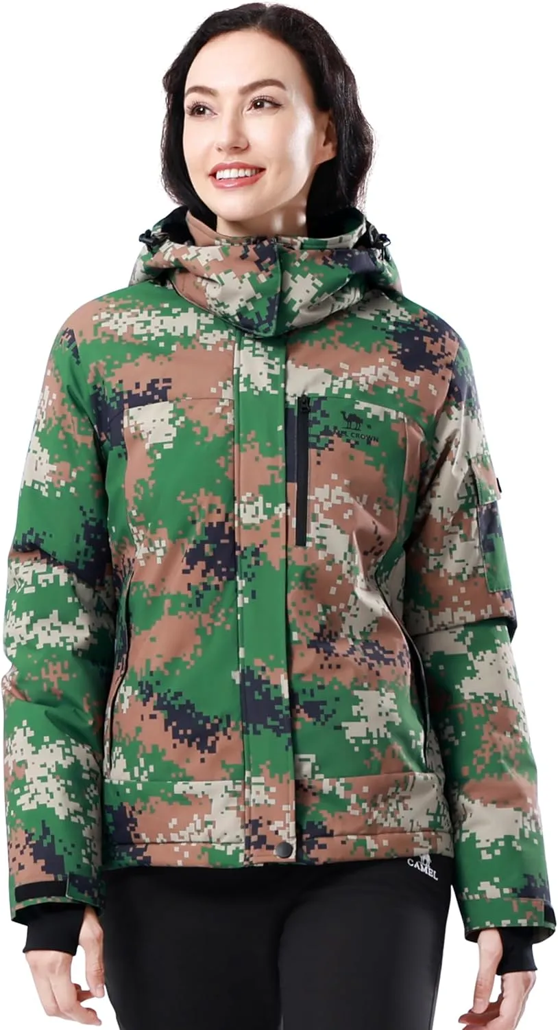 CAMELSPORTS Women's Waterproof Snow Ski Jakcet Fleece Warm Winter Coat Hooded Windproof Insulated Snowboarding Jacket