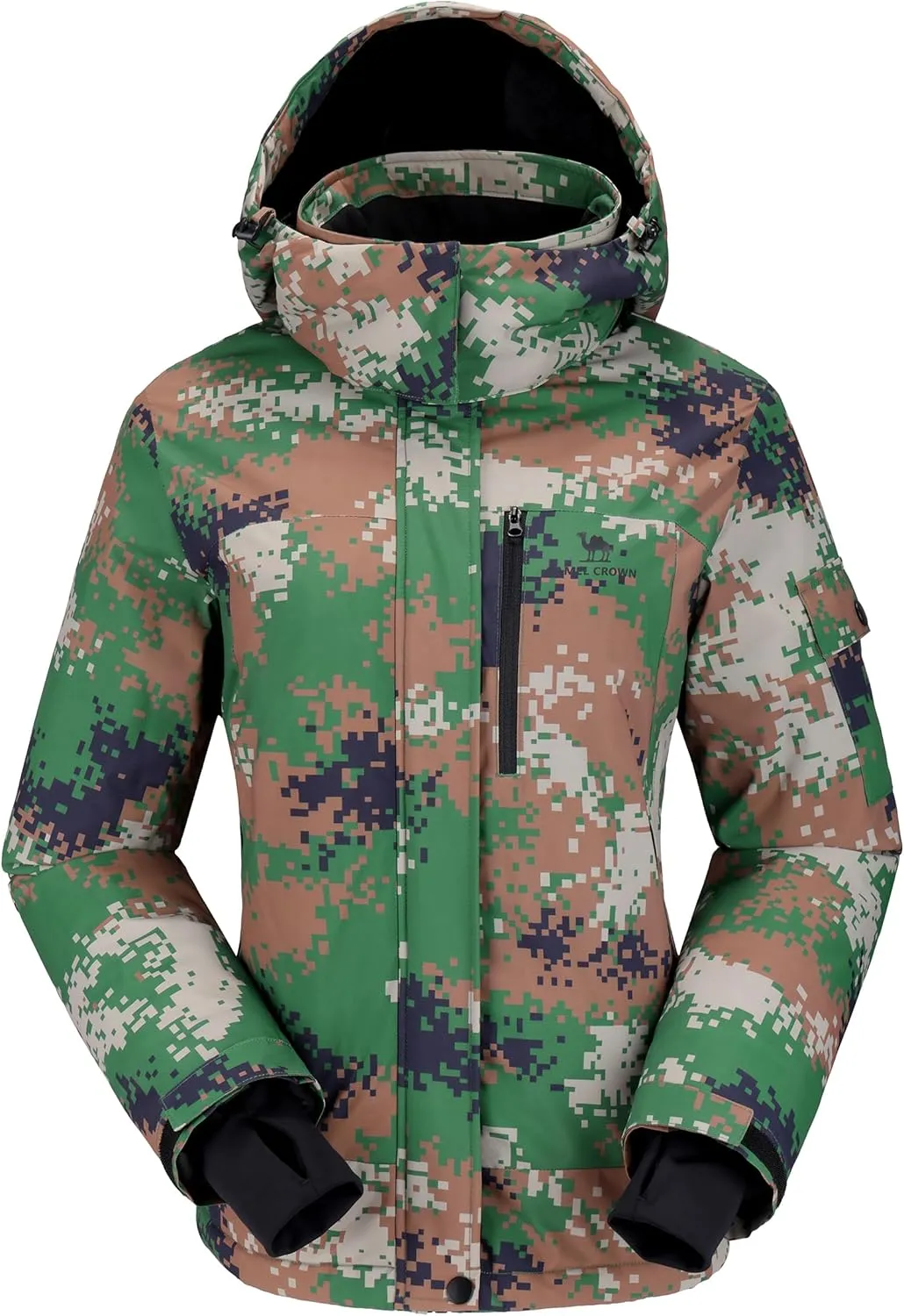 CAMELSPORTS Women's Waterproof Snow Ski Jakcet Fleece Warm Winter Coat Hooded Windproof Insulated Snowboarding Jacket