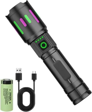 Camping Flashlight | Waterproof Powerful Flashlight,Zoomable Beam, Rechargeable Flash Light for Outdoor and Home Use, Long Range 656-1640ft