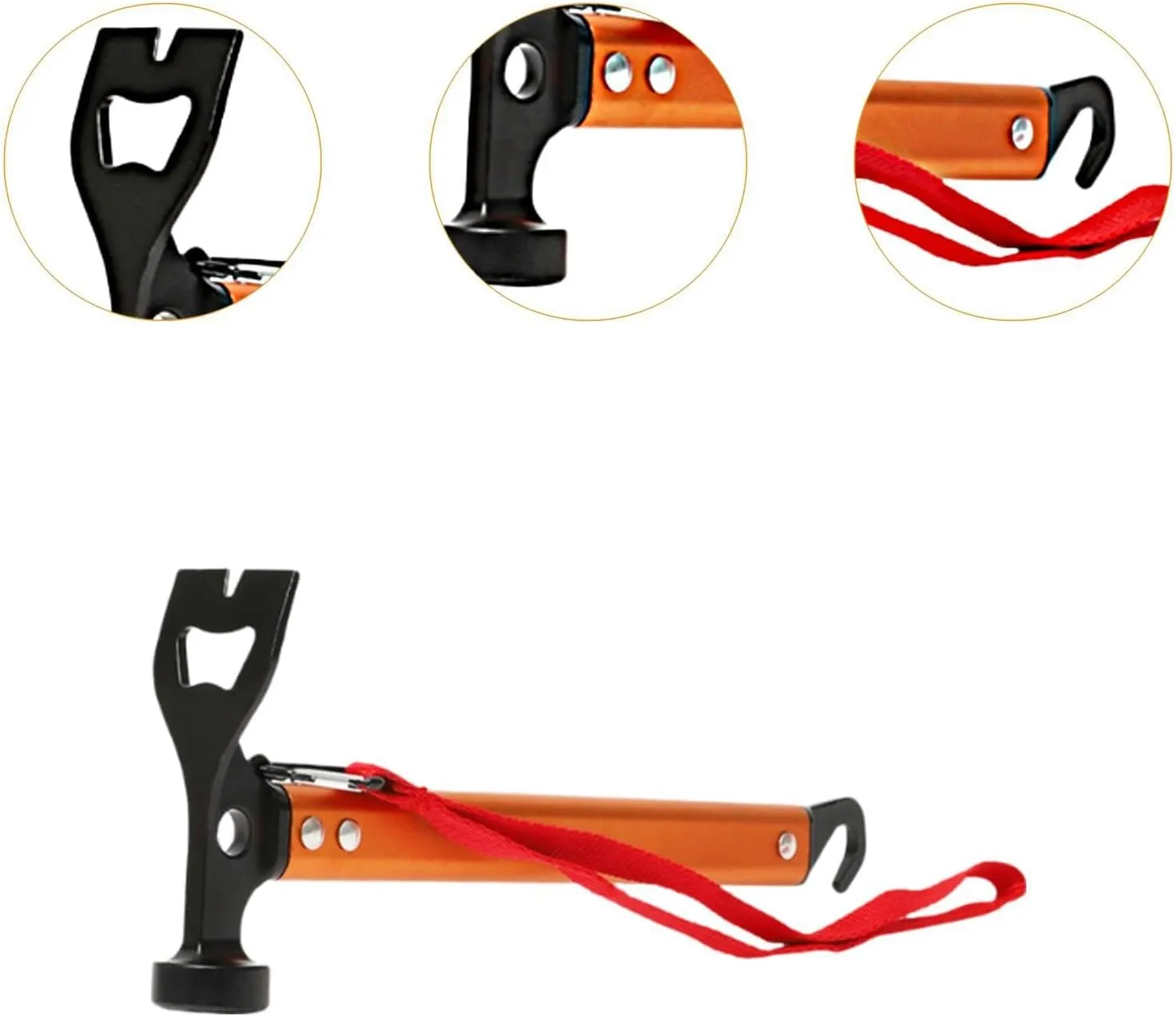 Camping Hammer with Tent Stake Puller and Ergonomic Grip for Outdoor Adventures