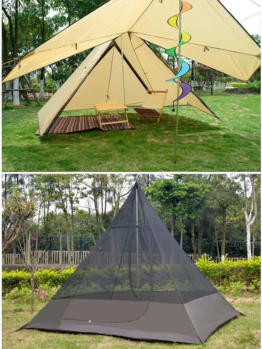 Camping Pyramid Tipi Tent Adult Indian Teepee Tent Yurt Tent Double Layers Tents for Outdoor Camping Hiking Hunting 2 Person