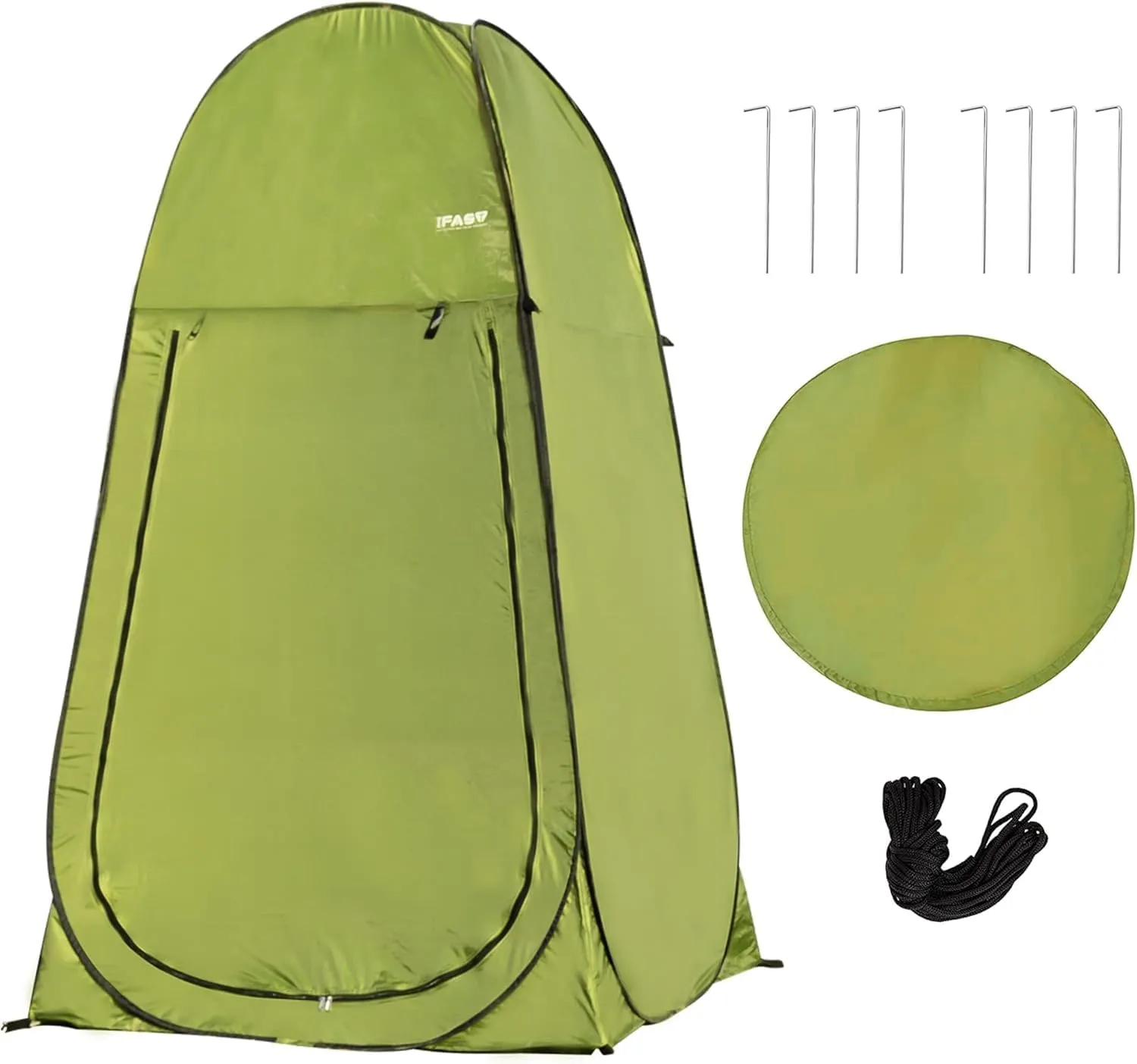 Camping Shower Tent 7ft Instant Pop Up Privacy Tent, Portable Toilet/Dressing Room for Outdoor, Beach, Fishing – Foldable Green Shelter W / 1 Door (1 Doors)