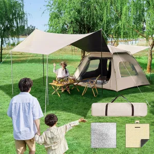 Camping Tent, 2 in 1 Pop up Tent 4-9 Person Family Dome Tent Canopy Waterproof Windproof with 2 Doors 2 Window, Easy Setup for Family Hiking and Backpacking,5-9People