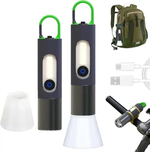 Camping Torch Rechargeable Flashlight with Lamp Shade 2Pcs High Lumens Zoomable Led Flashlight Super Bright Camping Flashlights Torch