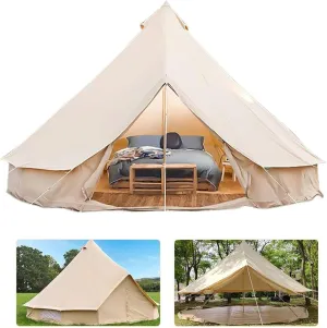 Canvas Tent with Stove Hole Cotton Canvas Tents Yurt Tent for Camping 4 Season Waterproof Tent for Family Camping Outdoor Glamping, Luxury Teepee (Lig