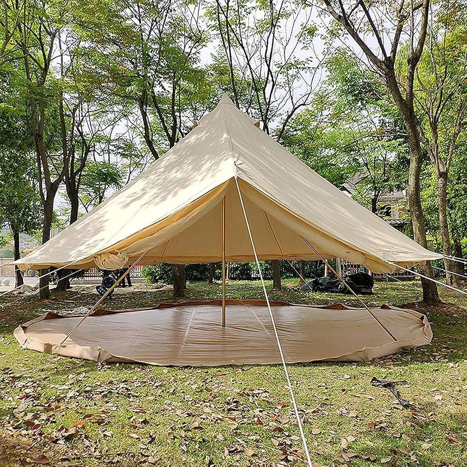 Canvas Tent with Stove Hole Cotton Canvas Tents Yurt Tent for Camping 4 Season Waterproof Tent for Family Camping Outdoor Glamping, Luxury Teepee (Lig