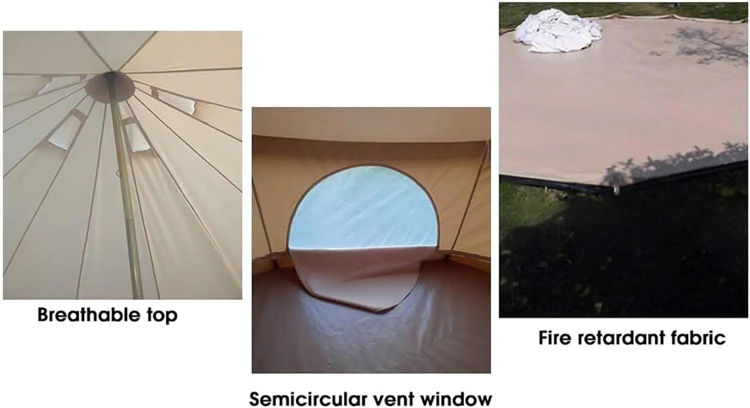 Canvas Tent with Stove Hole Cotton Canvas Tents Yurt Tent for Camping 4 Season Waterproof Tent for Family Camping Outdoor Glamping, Luxury Teepee (Lig