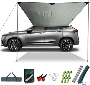 Car Awning Camping Car Tail Tent Waterproof Shed 210D Silver Coated Oxford Cloth Tent for Outdoor Activities Like Camping Mountaineering Fishing for Vehicles SUV RV (Orange)