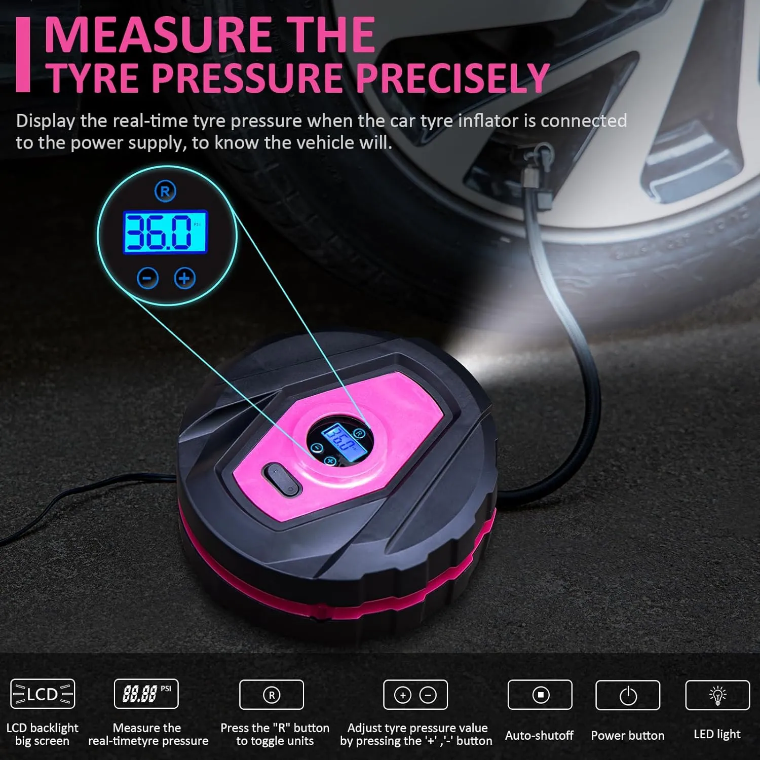 Car Emergency Kit with Portable Air Compressor - Roadside Emergency Kit for Vehicles, Winter Car Safety Roadside Assist Kit, Emergency Car Kit for Teen Girl and Ladies L-77