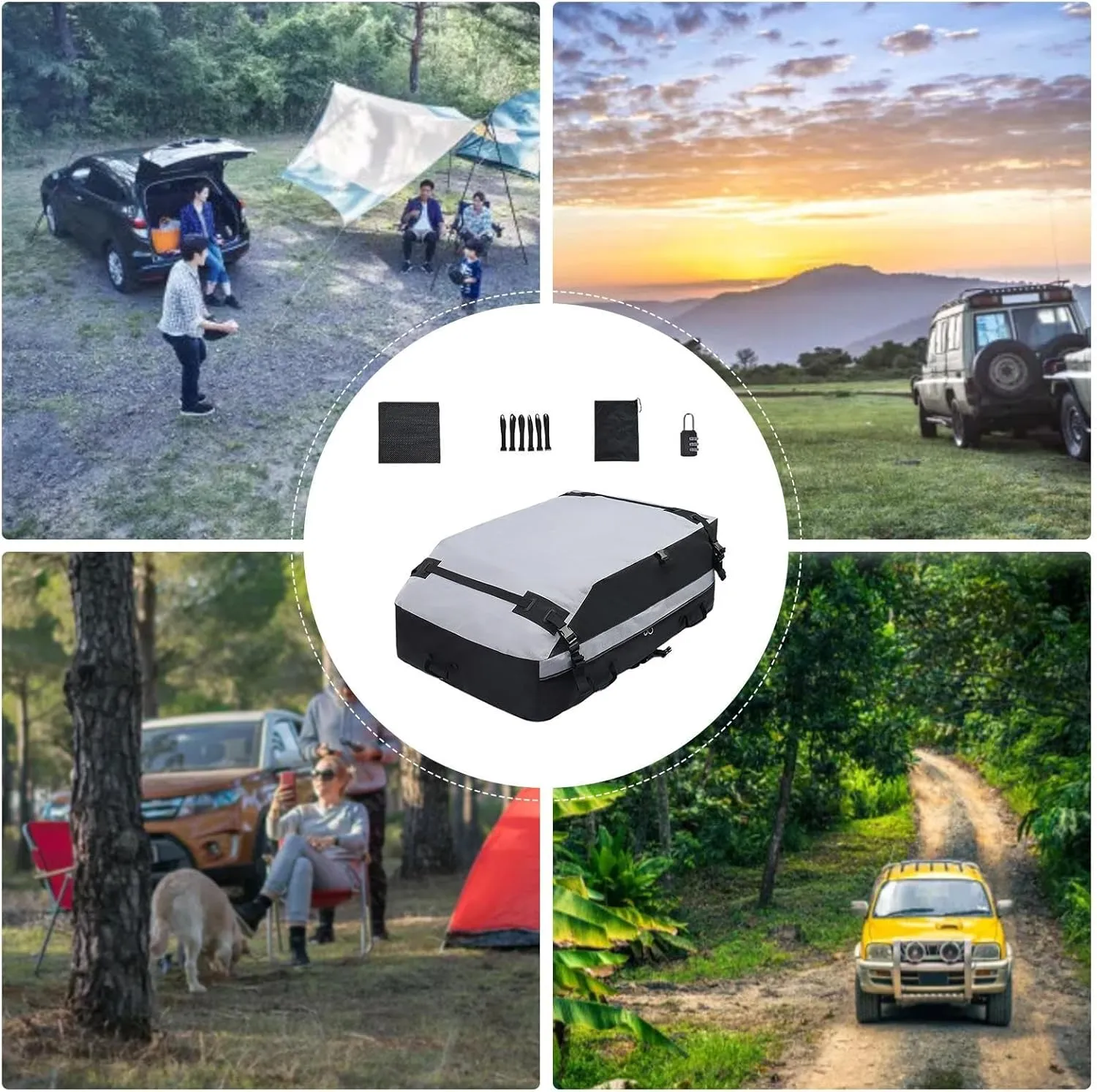 Car Roof Bag - Roof Cargo - Car Luggage Box | Waterproof Auto Luggage, Wear Resistant Rooftop Top Cargo, Tear Resistant Auto Luggage Box, Roof Top Bag for Cars(51.18x43.31x16.54 inches)