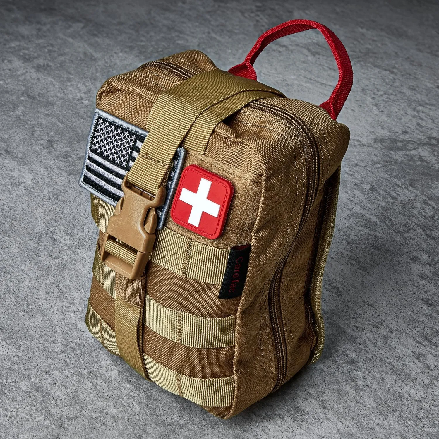CareTac Advanced First Aid Trauma Kit for Camping & Travel – Emergency Tactical IFAK with C.A.T Tourniquet, Chest Seal, Israeli Bandage, Splint, CPR Mask – Bleed Control, Gunshot Wounds, Burns & Cuts