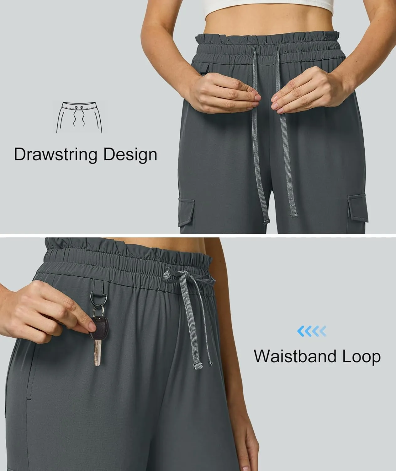 Casei Women's Cargo Capris Quick Dry Lightweight Water Resistant Roll Up Hiking Pants with 6 Pockets Travel Casual Outdoor