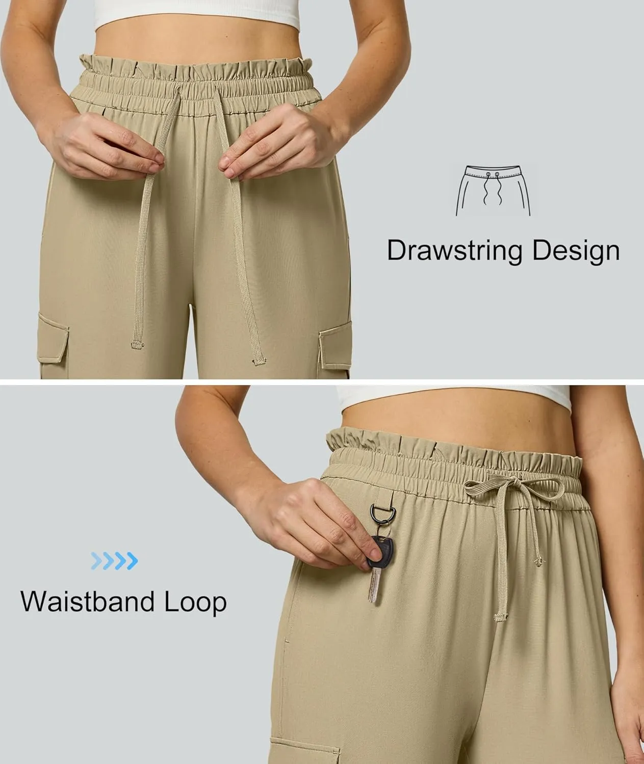Casei Women's Cargo Capris Quick Dry Lightweight Water Resistant Roll Up Hiking Pants with 6 Pockets Travel Casual Outdoor
