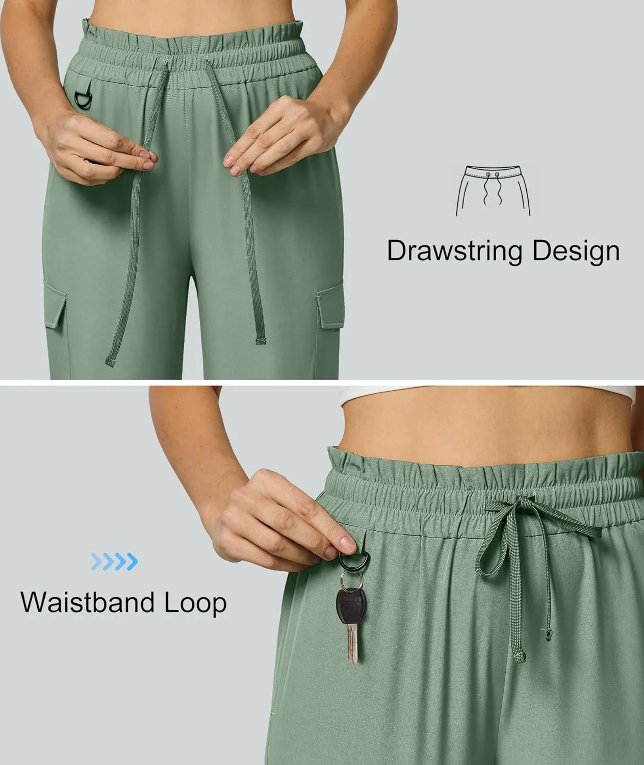 Casei Women's Cargo Capris Quick Dry Lightweight Water Resistant Roll Up Hiking Pants with 6 Pockets Travel Casual Outdoor