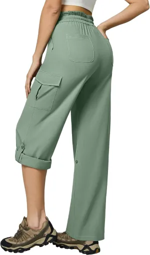 Casei Women's Cargo Capris Quick Dry Lightweight Water Resistant Roll Up Hiking Pants with 6 Pockets Travel Casual Outdoor