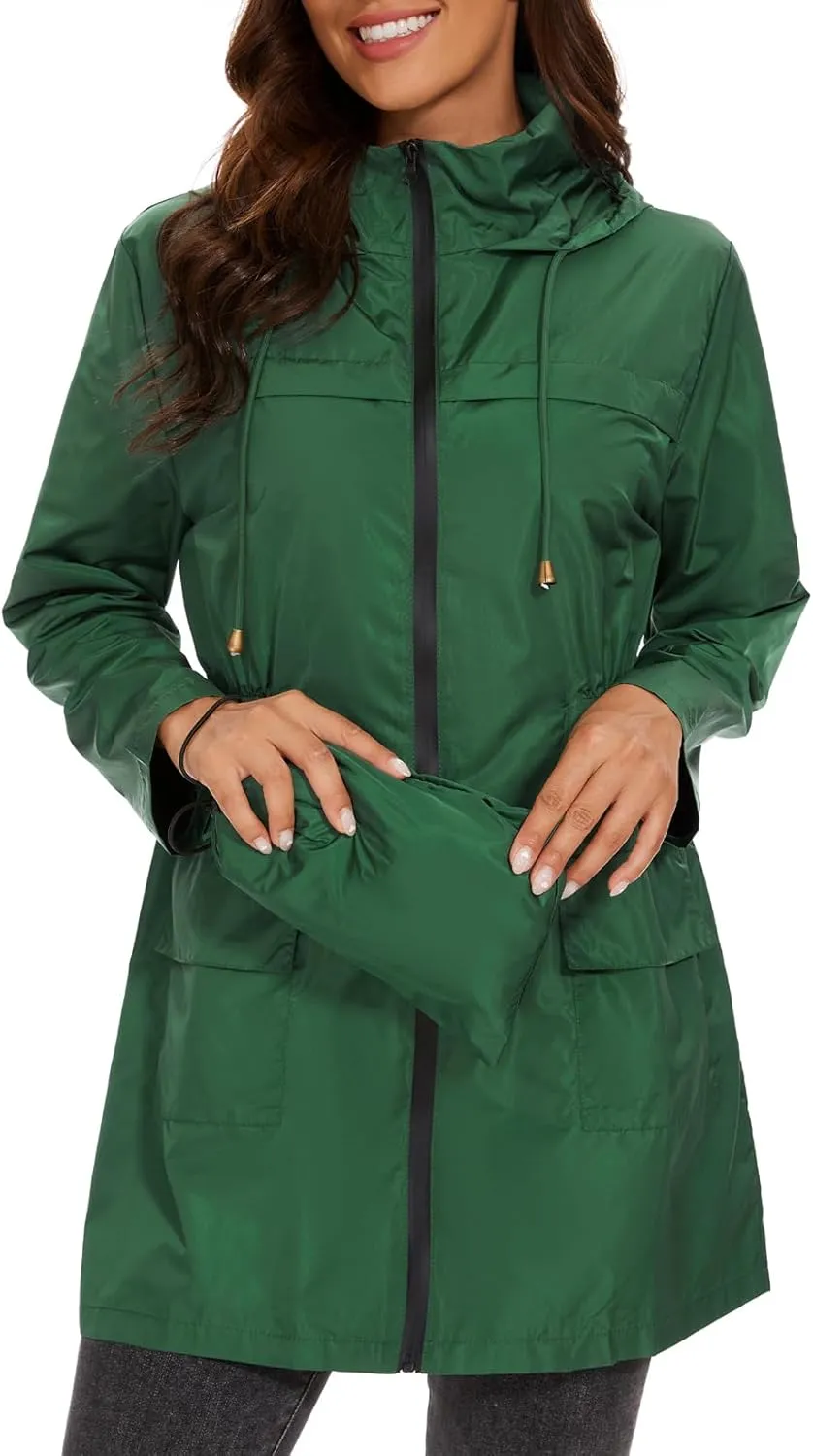 Century Star Packable Rain Jackets Waterproof Womens Rain Coats with Hood Lightweight Windbreaker Jacket