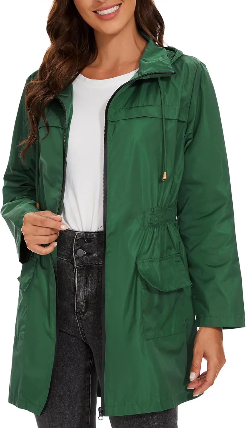 Century Star Packable Rain Jackets Waterproof Womens Rain Coats with Hood Lightweight Windbreaker Jacket
