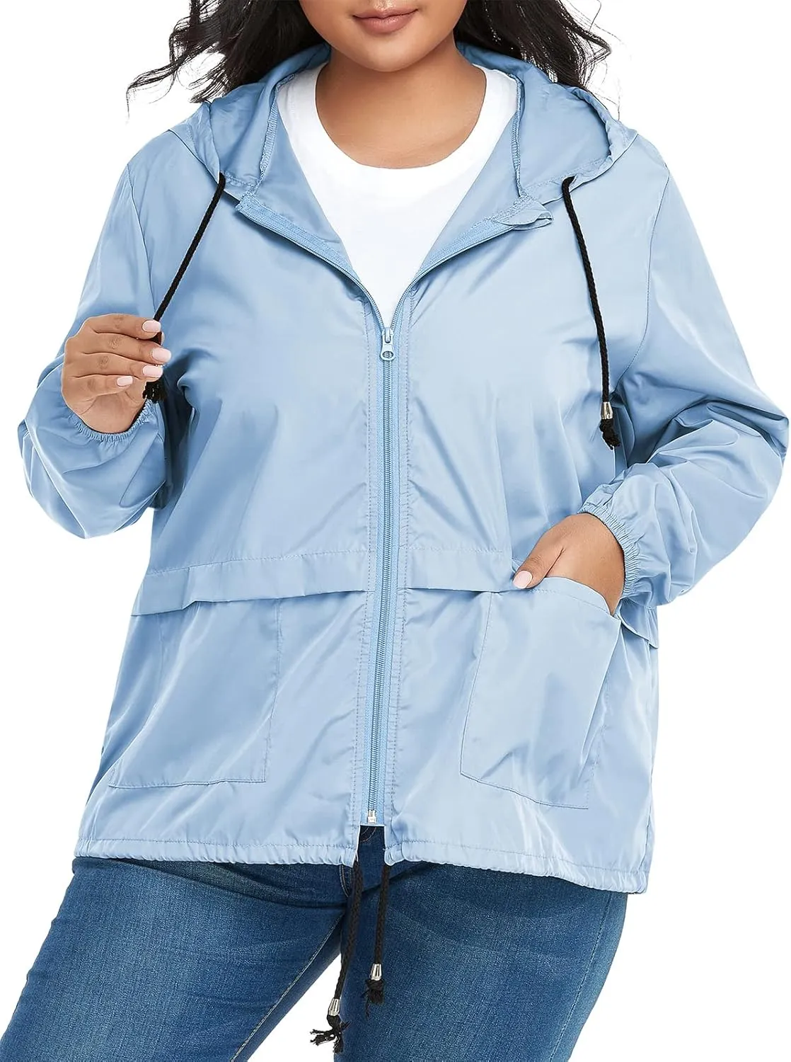 Century Star Plus Size Rain Jackets for Women Waterproof Windbreaker Jacket Women's Raincoats with Hood Lightweight Packable