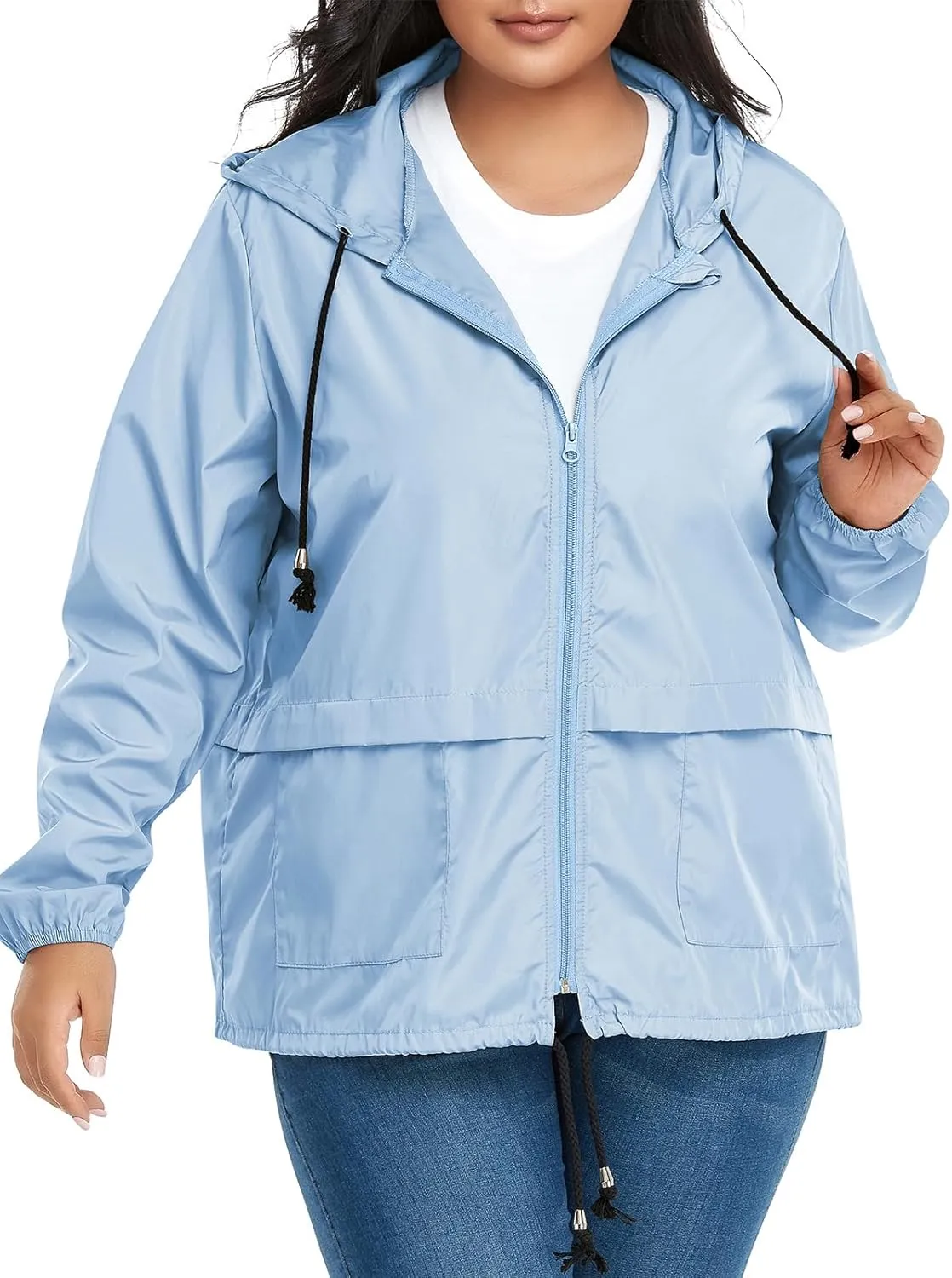 Century Star Plus Size Rain Jackets for Women Waterproof Windbreaker Jacket Women's Raincoats with Hood Lightweight Packable