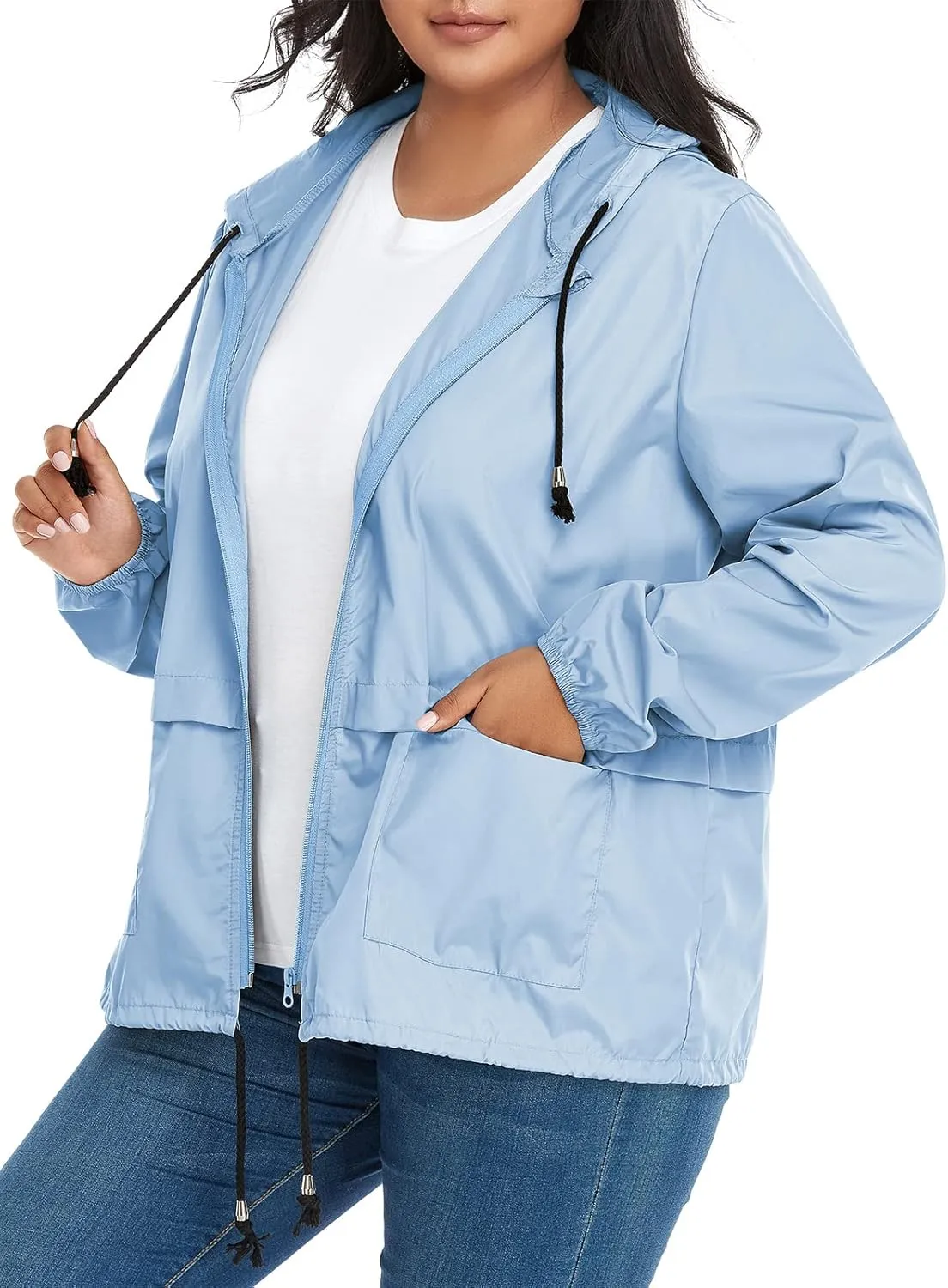 Century Star Plus Size Rain Jackets for Women Waterproof Windbreaker Jacket Women's Raincoats with Hood Lightweight Packable