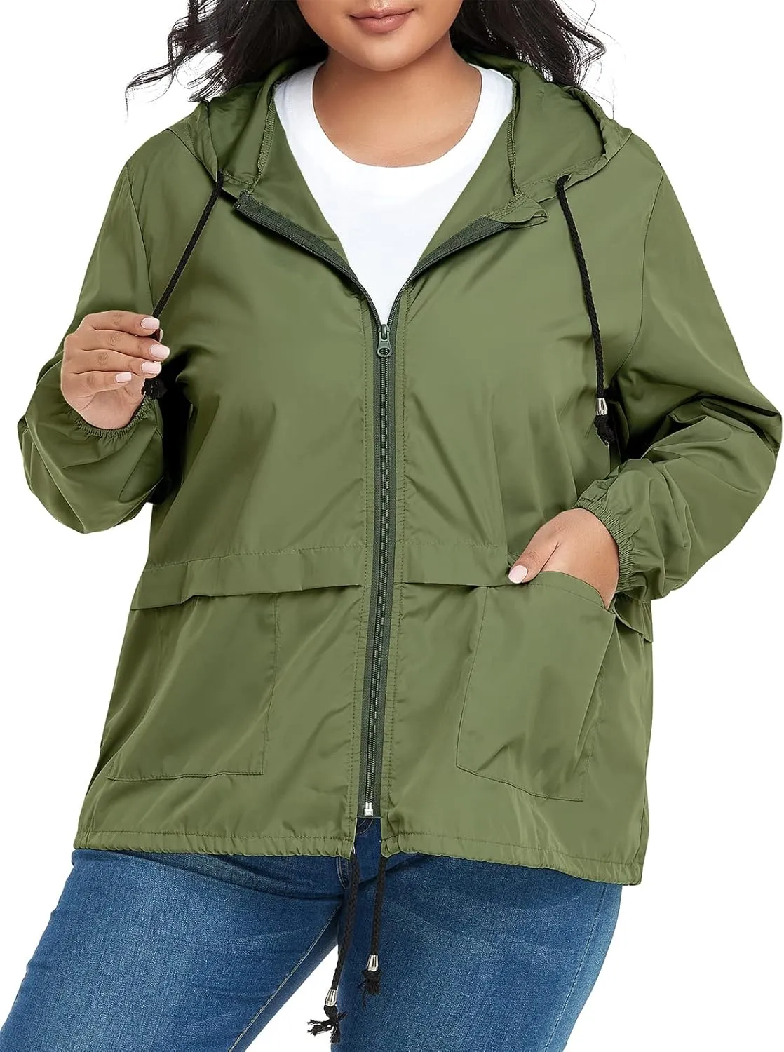 Century Star Plus Size Rain Jackets for Women Waterproof Windbreaker Jacket Women's Raincoats with Hood Lightweight Packable