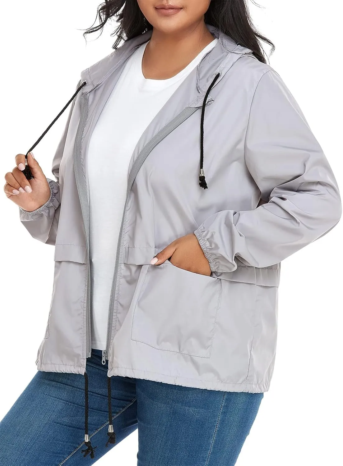 Century Star Plus Size Rain Jackets for Women Waterproof Windbreaker Jacket Women's Raincoats with Hood Lightweight Packable