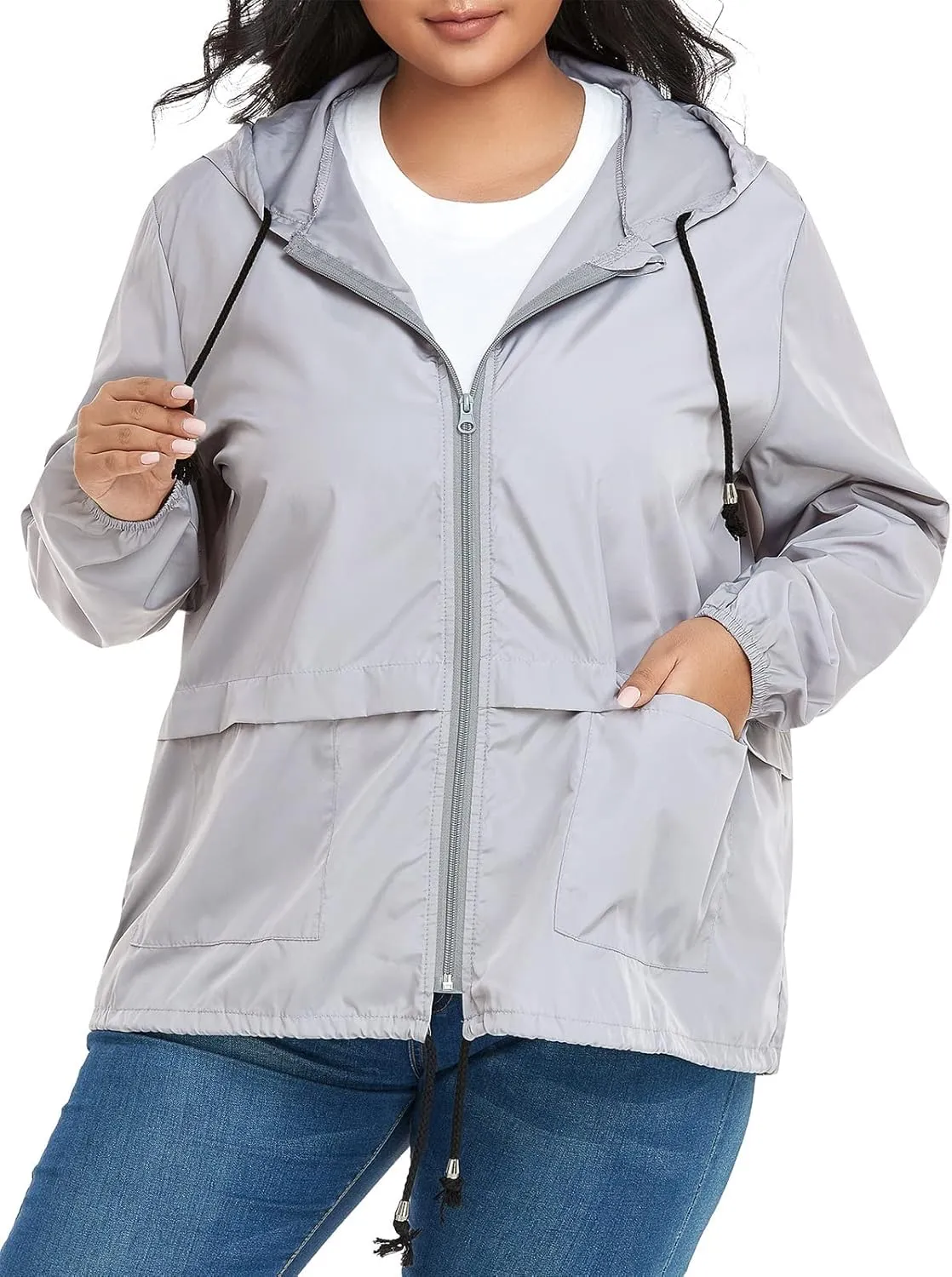 Century Star Plus Size Rain Jackets for Women Waterproof Windbreaker Jacket Women's Raincoats with Hood Lightweight Packable