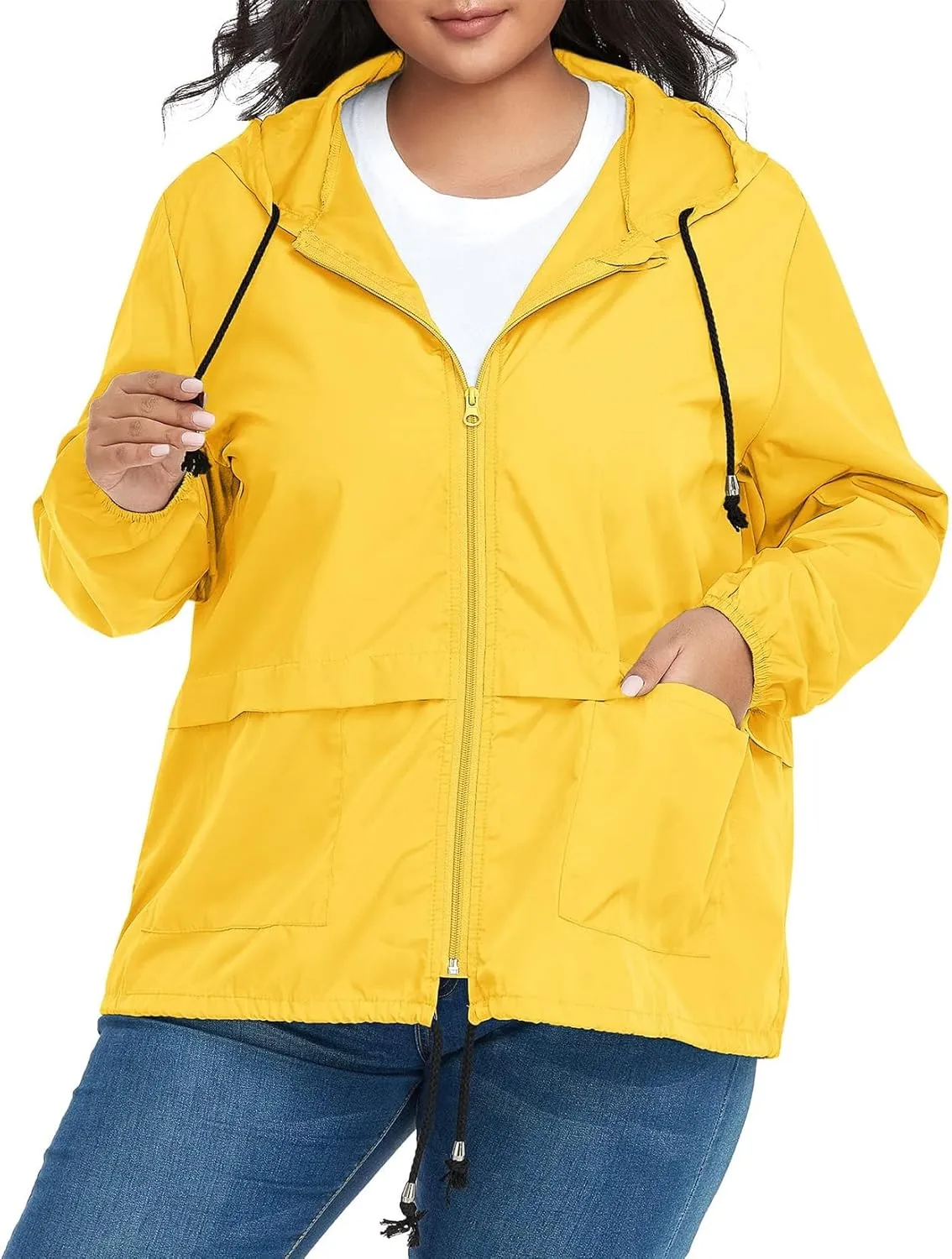 Century Star Plus Size Rain Jackets for Women Waterproof Windbreaker Jacket Women's Raincoats with Hood Lightweight Packable