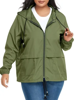 Century Star Plus Size Rain Jackets for Women Waterproof Windbreaker Jacket Women's Raincoats with Hood Lightweight Packable
