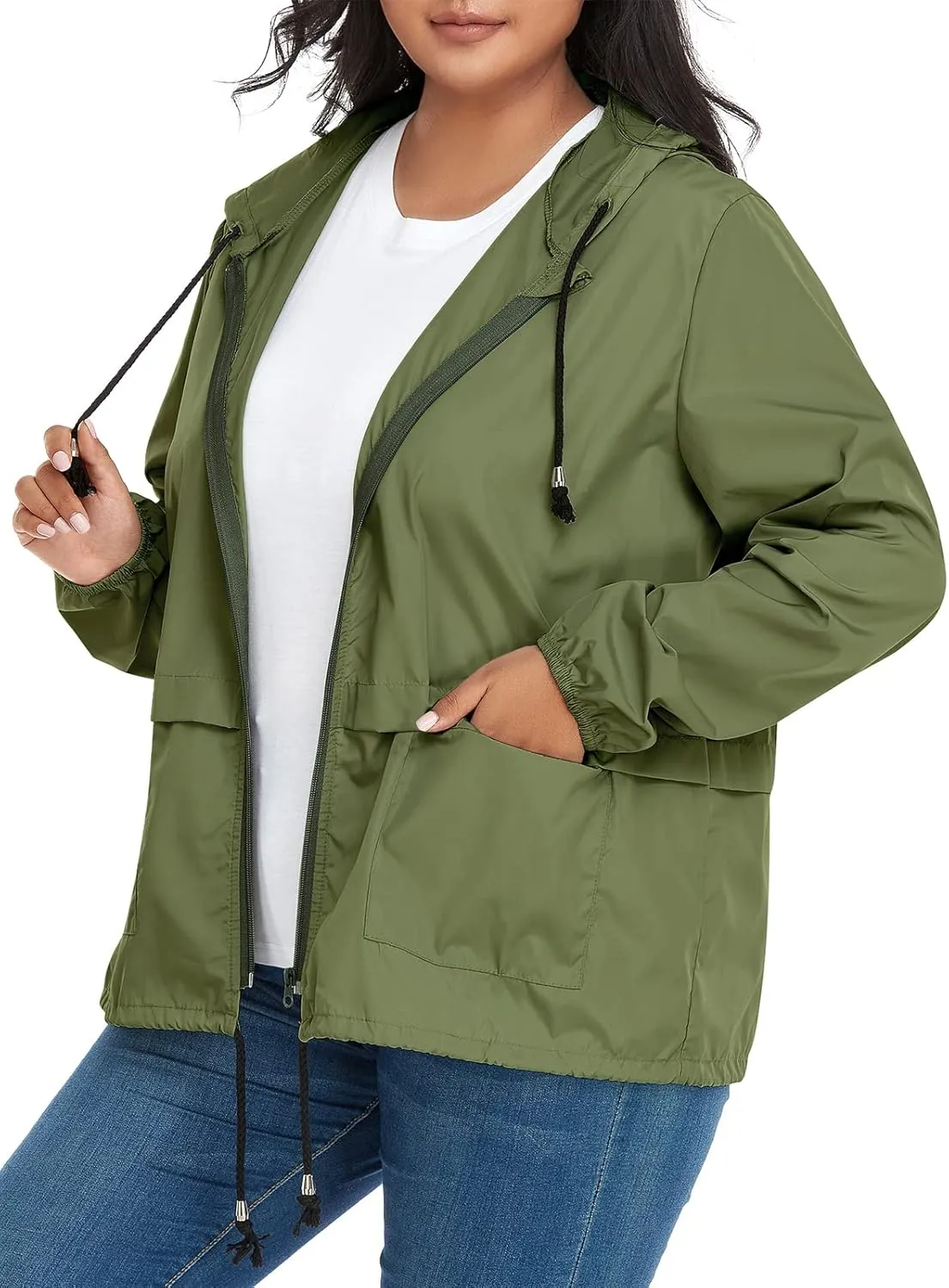 Century Star Plus Size Rain Jackets for Women Waterproof Windbreaker Jacket Women's Raincoats with Hood Lightweight Packable