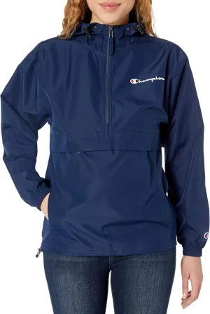 Champion Women's Packable Print Jacket, Wind- and Water-Resistant Hooded Jacket, Prints & Script