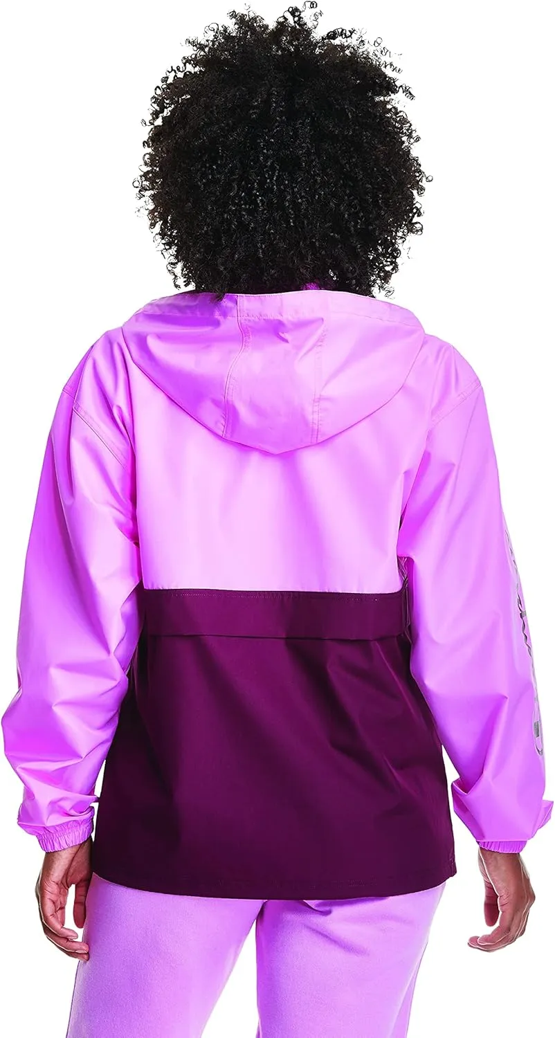 Champion Women's Packable Print Jacket, Wind- and Water-Resistant Hooded Jacket, Prints & Script