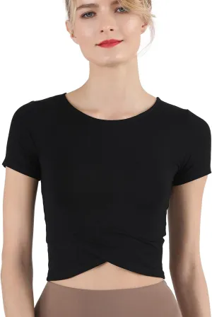 CHAMWEY Women‘s Workout T-Shirt Cropped Tops Crewneck Moisture Wicking Quick Dry Slim fit