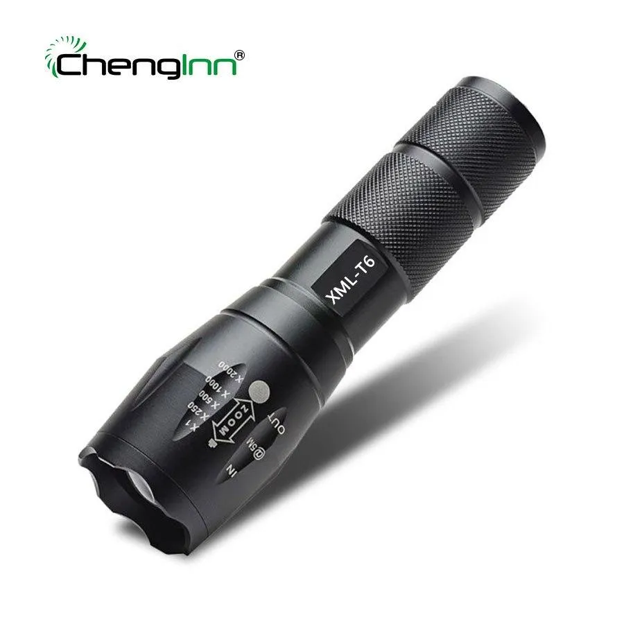 Chenglnn mini Flashlight Zoomable 1800LM 5 Mode T6 Portable Pocket Torch Hand Lamp 3*AAA or 18650 Battery flash lights torches