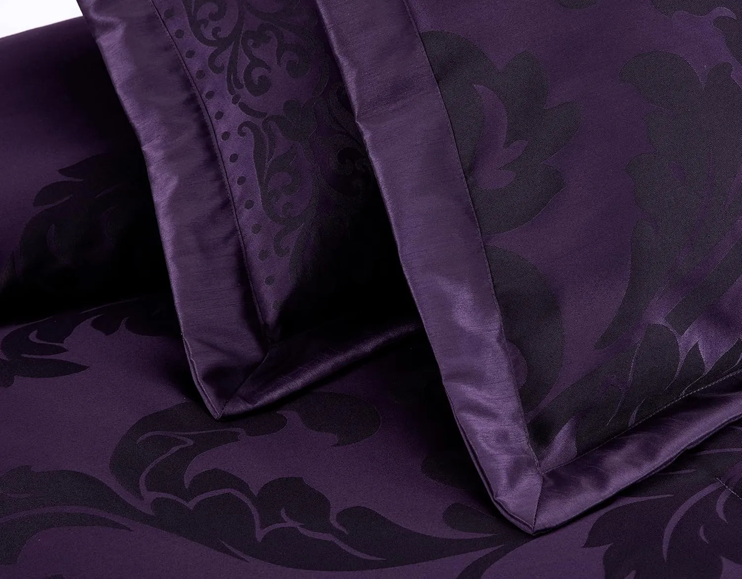 Chezmoi Collection 7-Piece Jacquard Floral Comforter Set (King, Purple/Dark Purple)