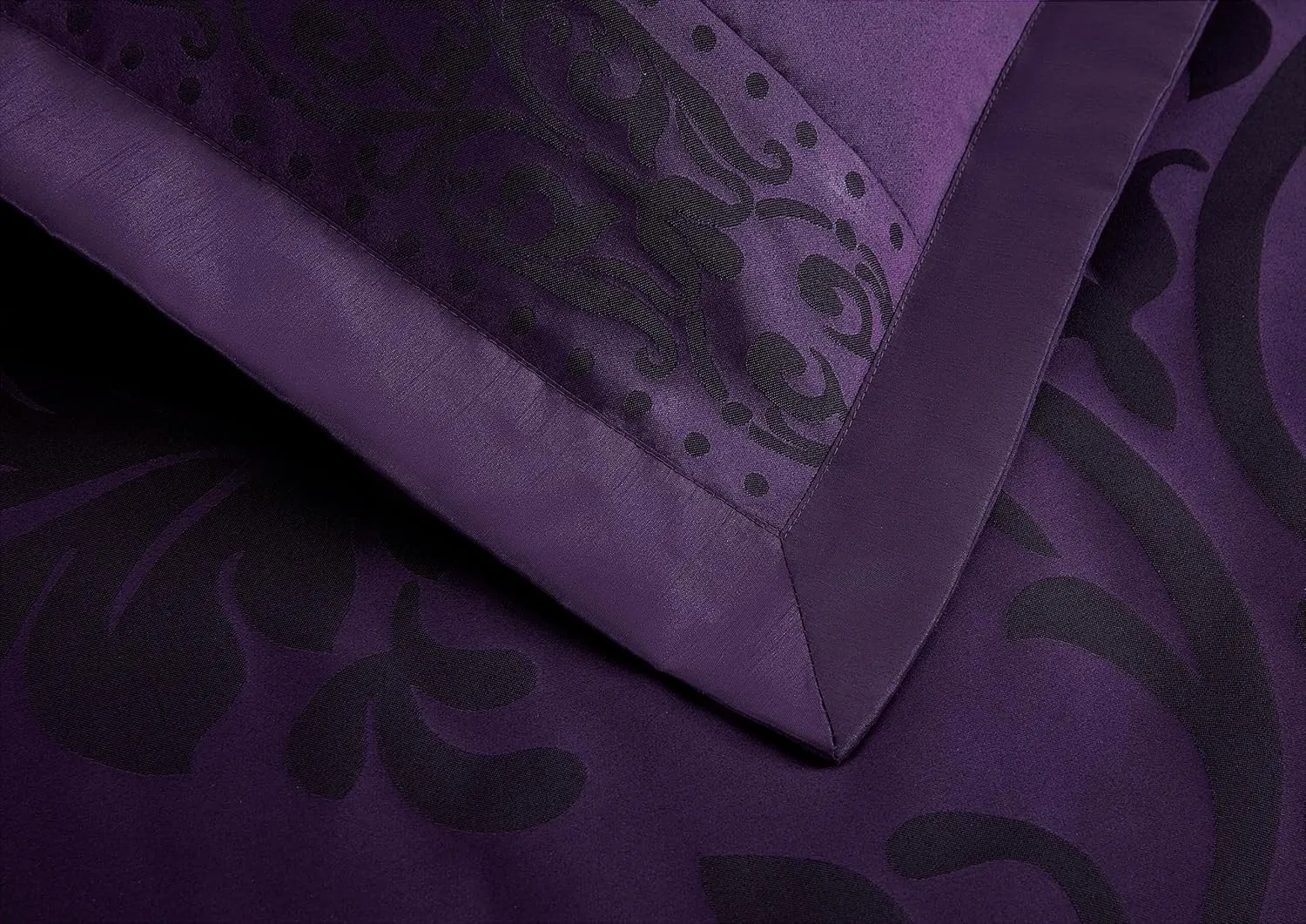 Chezmoi Collection 7-Piece Jacquard Floral Comforter Set (King, Purple/Dark Purple)