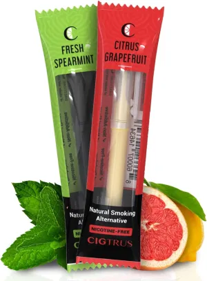 Cigtrus Craving Relief Inhaler, Natural Quit Smoking Substitute, Nicotine & Tobacco-Free, Cigtrus Non-Electric Solution (Citrus Grapefruit & Spearmint) - Pack of 2