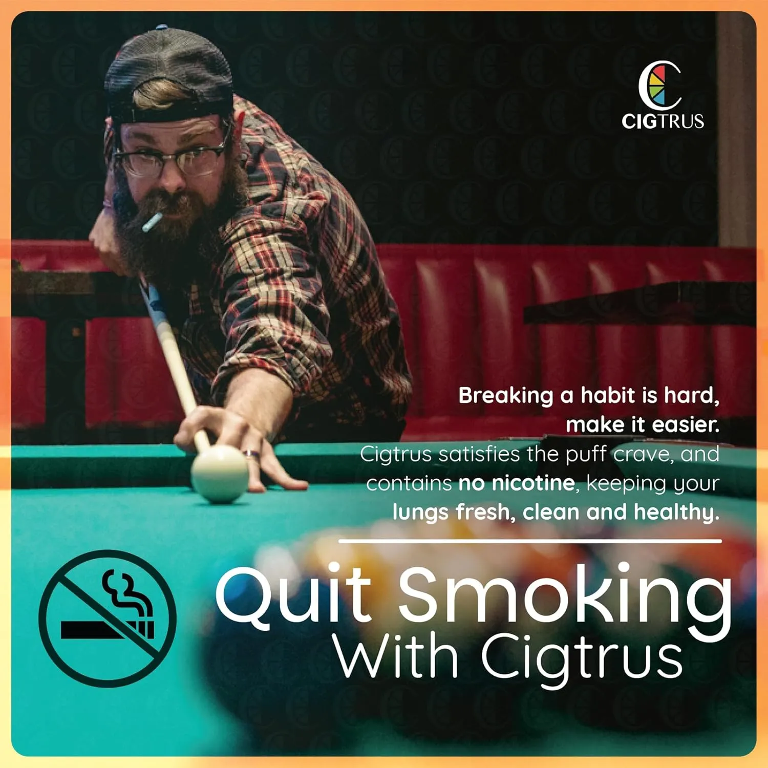 Cigtrus Craving Relief Inhaler, Natural Quit Smoking Substitute, Nicotine & Tobacco-Free, Cigtrus Non-Electric Solution (Citrus Grapefruit & Spearmint) - Pack of 2