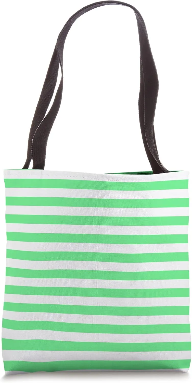Classic Algae Green Cabana Tent Stripe Tote Bag