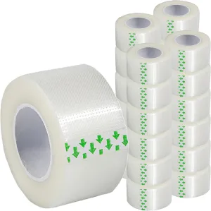 Clear Transparent Medical Adhesive Tape [Pack of Rolls 24] Clear Emergency First Aid Bandage with Gentle Adhesion for Wound Dressing Care - 1 inch x 10 Yds Breathable, Latex Free , Microporous (24)
