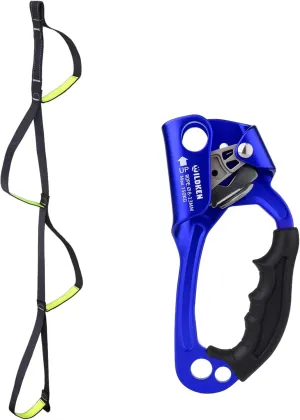 Climbing Aider 4 Step Foot Ascender Loop Climbing Rope Ladder Etrier Aid Tool for Rock Climbing, Hand Ascender Outdoor Mountaineering Tree Arborist Climbing Rappelling Equip