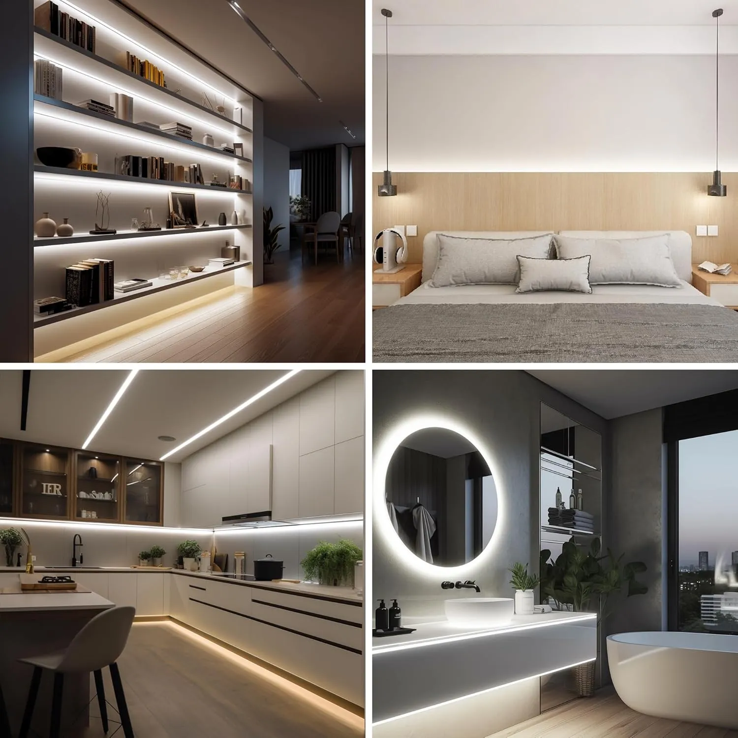 COB LED Strip 32.8ft,Dimmable Strip Lights, 6000K Daylight Super Bright LED Strip Lights, DC24V CRI90 ,LED Tape Light with UL-Listed Power Supply, Indoor for Closet,Bedroom,Kitchen