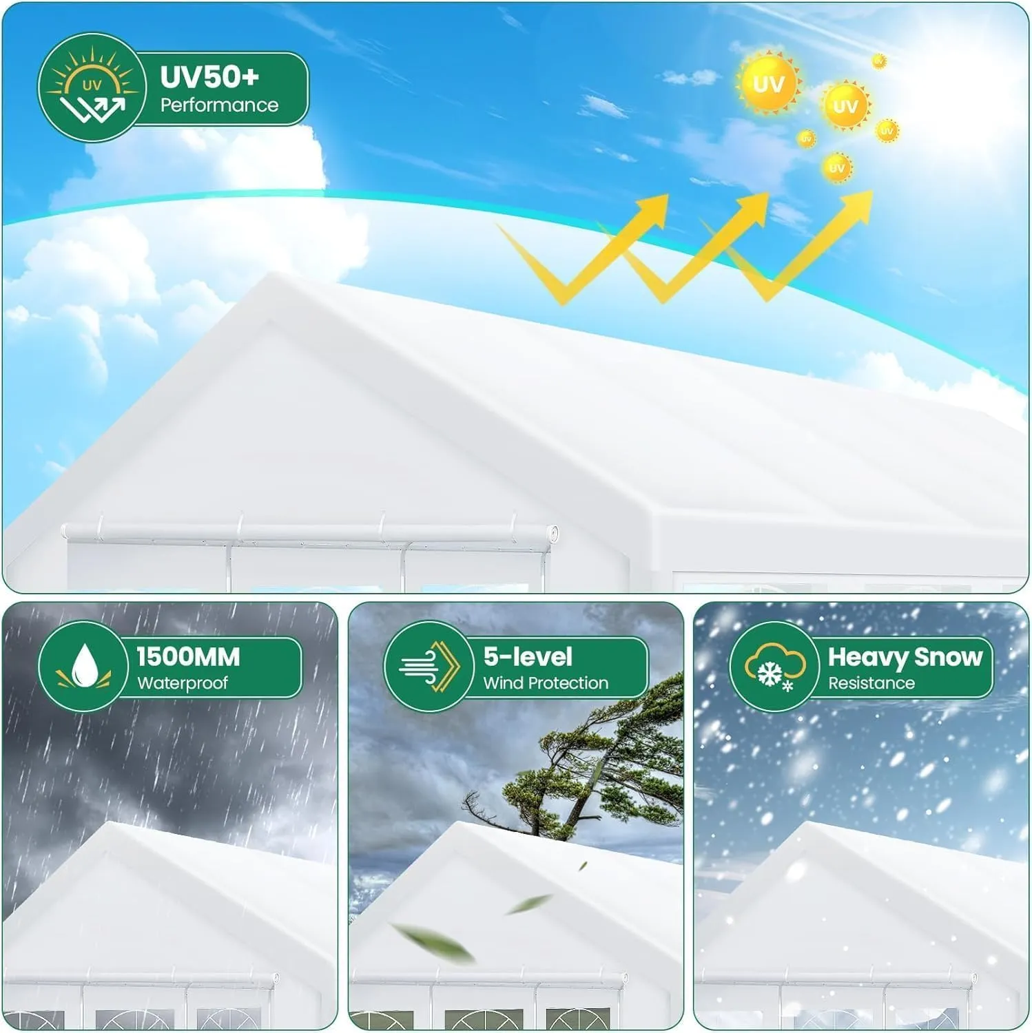 COBIZI 20x40FT Party Tent Heavy Duty Outdoor Gazebo White Event Shelter Wedding Canopy Tent for Parties Carport BBQ with Removable Sidewall Windows, Powder Coating (Better Than Galvanized)