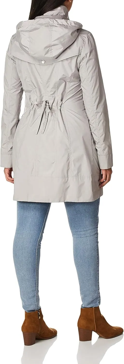 Cole Haan Women's Packable Hooded Rain Jacket with Bow