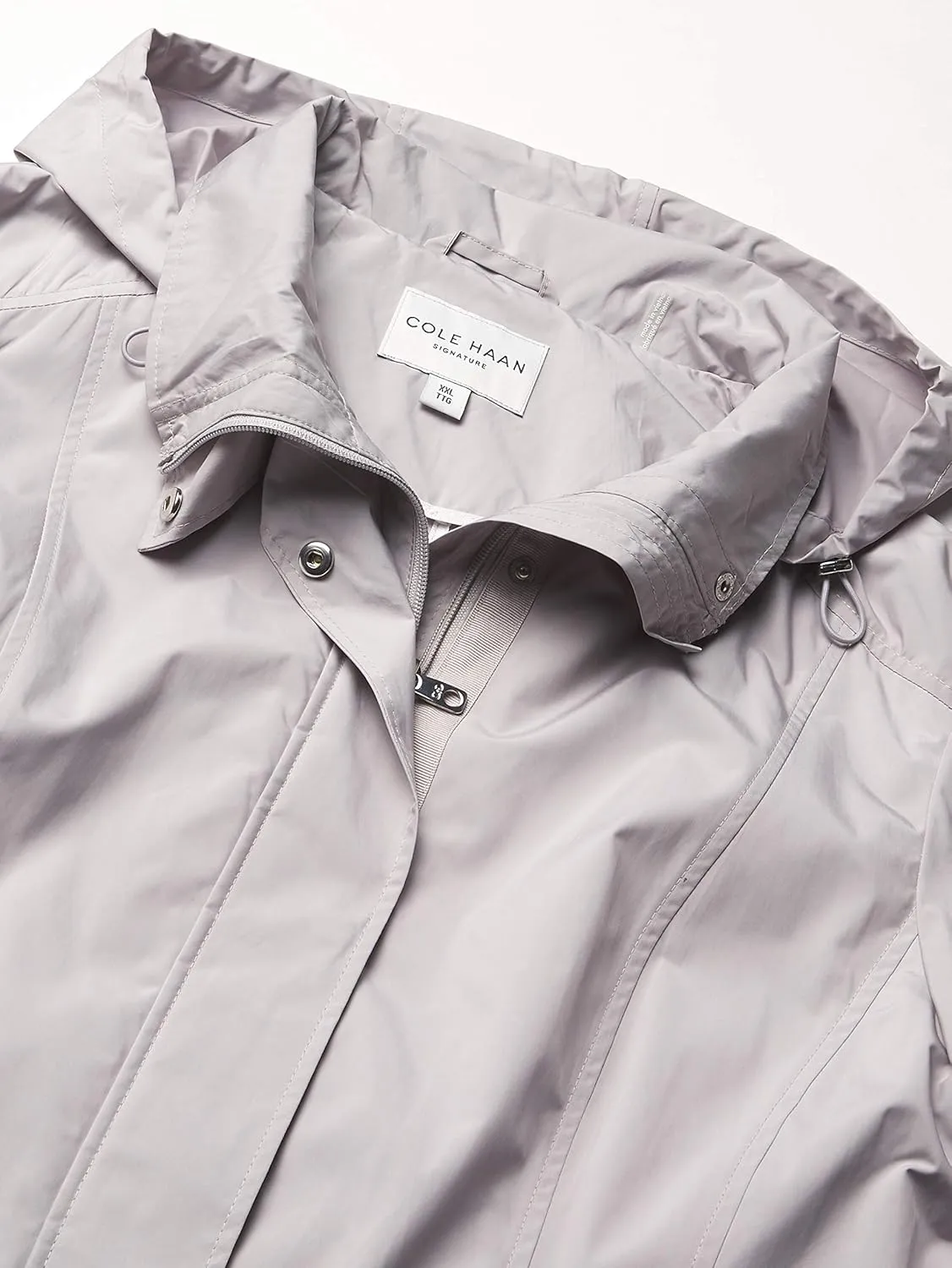Cole Haan Women's Packable Hooded Rain Jacket with Bow