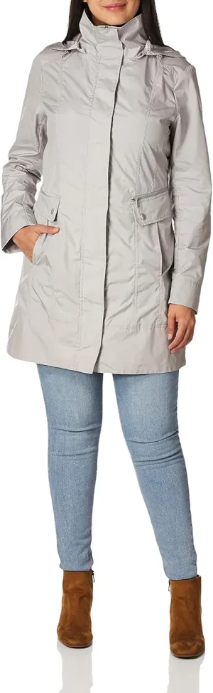 Cole Haan Women's Packable Hooded Rain Jacket with Bow