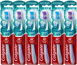 Colgate 360 Enamel Health Sensitive Toothbrush, Compact Head, Extra Soft - Pack of 6