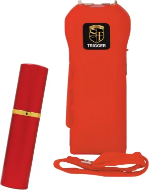 College Bundle Red Safety Technology 75 MIL Trigger Stun Gun and Lipstick Pepper Spray - Lot of 2 as Shown